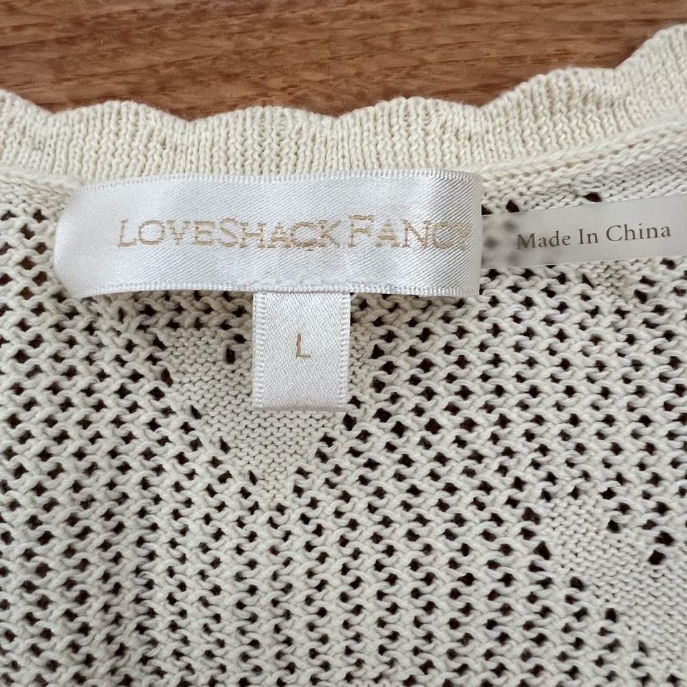 LoveShackFancy Venice Cropped Cardigan in Cream Size Large NWOT - Picture 7 of 8